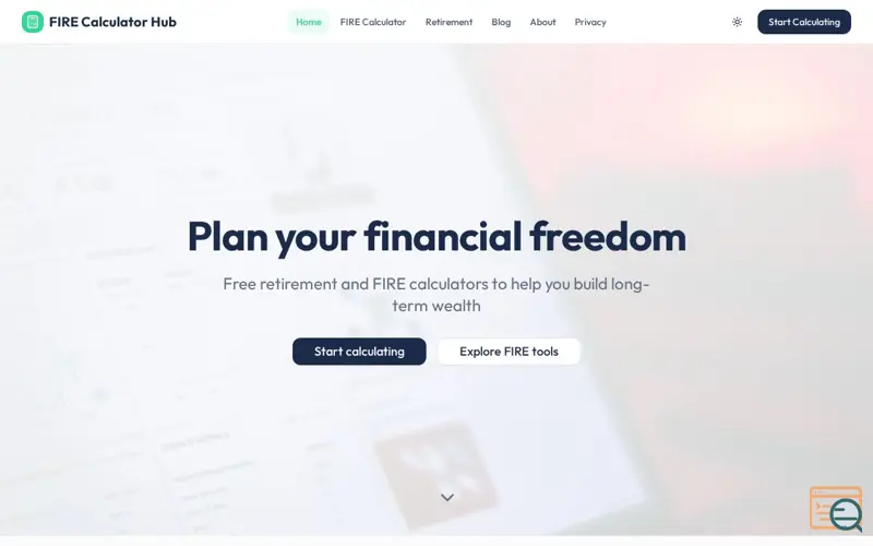 Screenshot of FIRE Calculator HUB