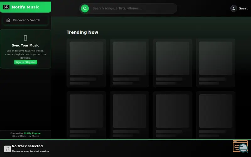 Screenshot of Notify Music