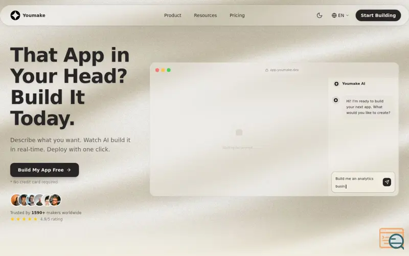 Screenshot of Youmake, a launch using GitHub Pages
