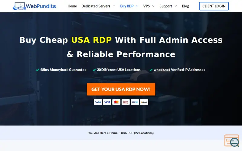 Screenshot of Cheap USA Windows RDP