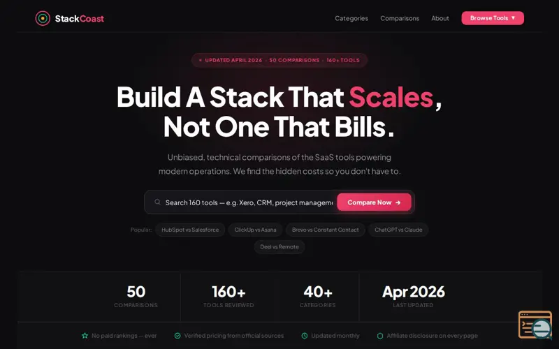 Screenshot of StackCoast - Find the Right SaaS Tool