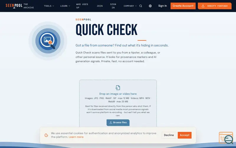 Screenshot of SeenPool