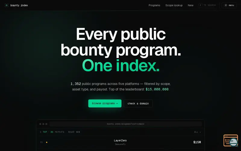 Screenshot of Bounty Index 