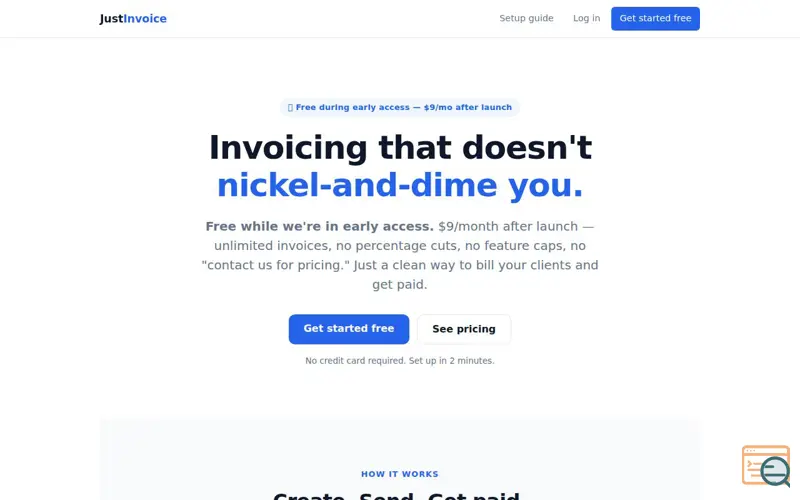 Screenshot of JustInvoice