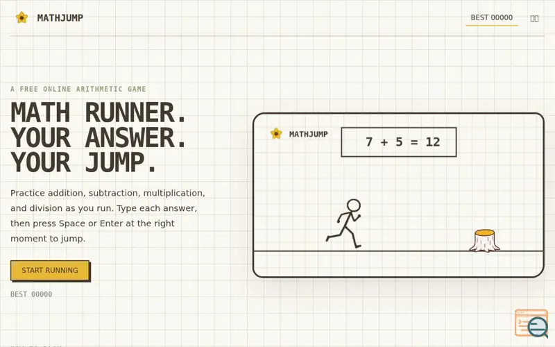 Screenshot of MathJump