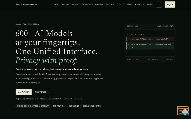 Screenshot of TrustedRouter