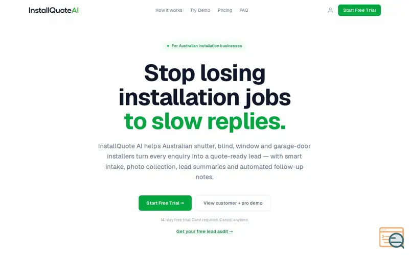 Screenshot of InstallQuote AI