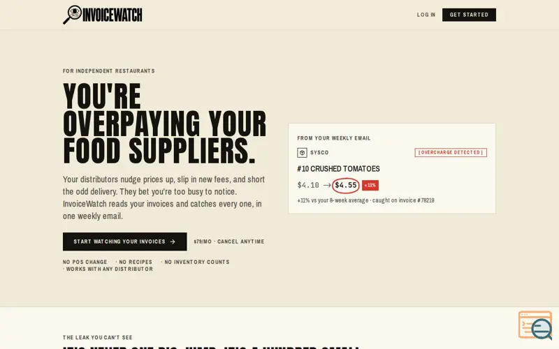 Screenshot of InvoiceWatch