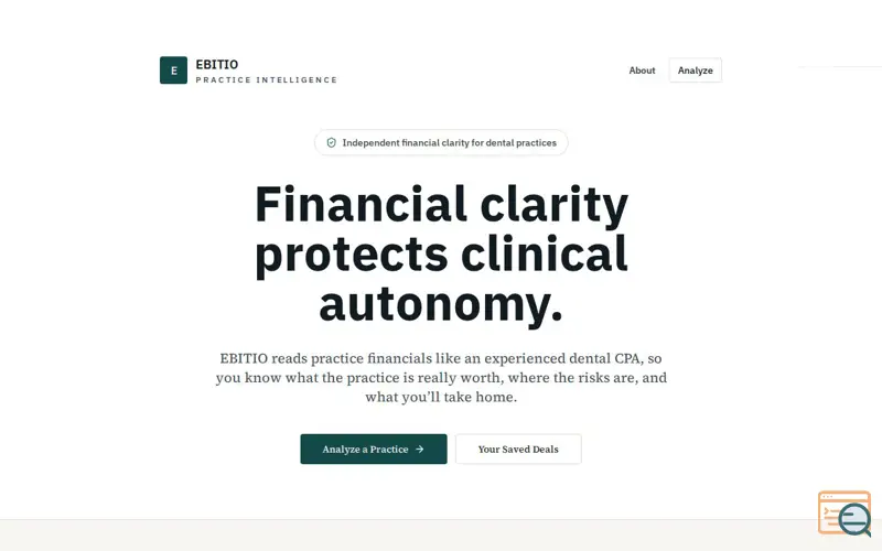 Screenshot of EBITIO: Financial clarity for dentists