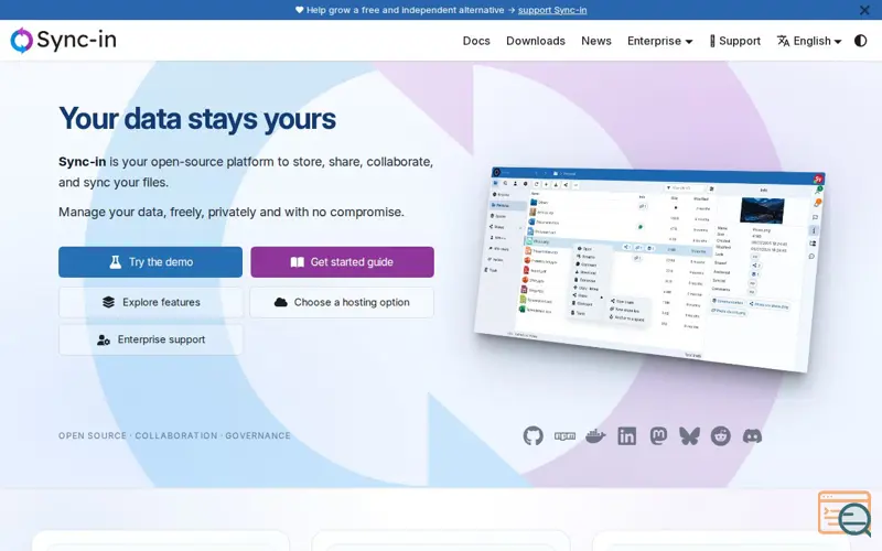 Screenshot of Sync-in