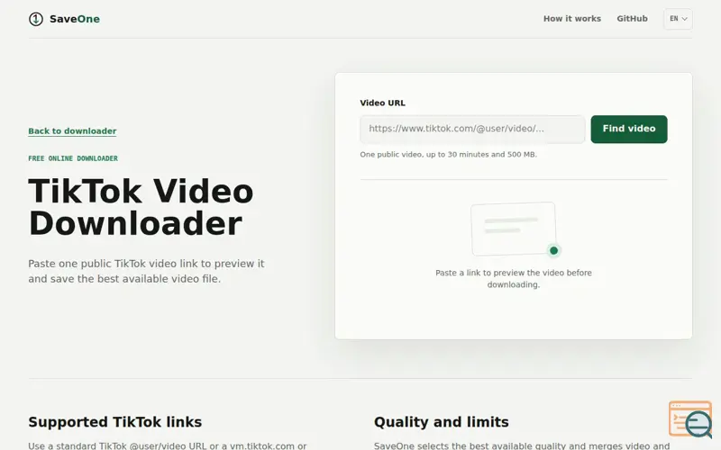 Screenshot of SaveOne