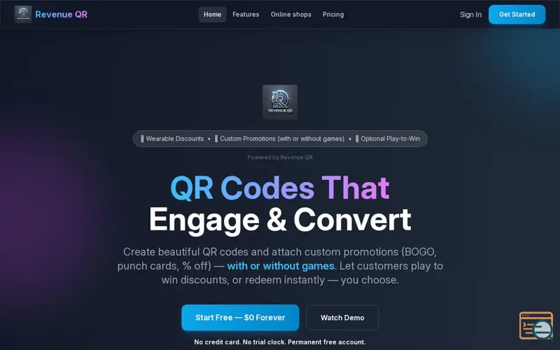 Screenshot of Revenue QR, a launch using Avery