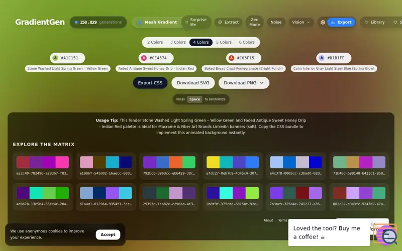 Screenshot of GradientGen
