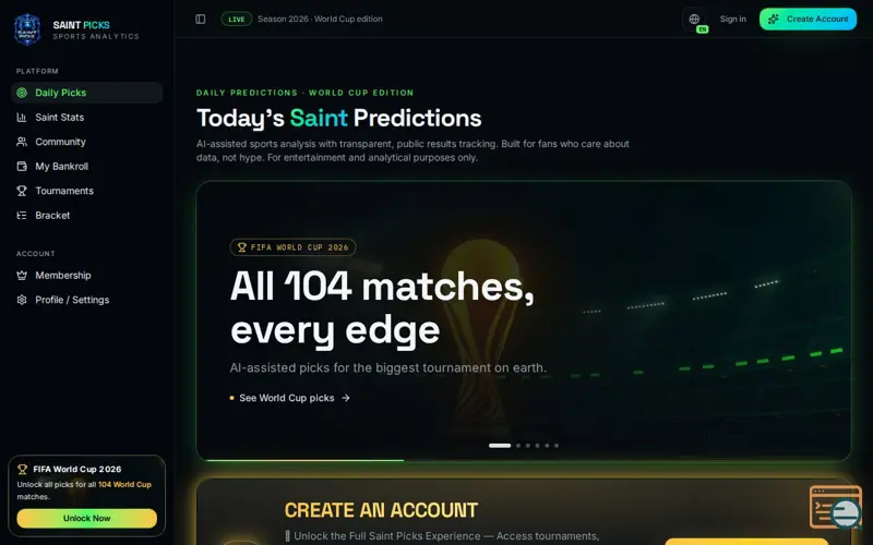 Screenshot of Saint picks