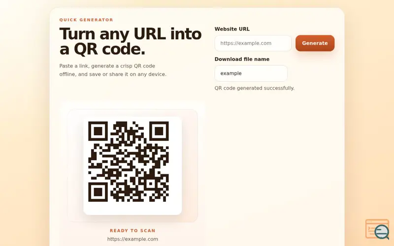 Screenshot of QR Pocket, a launch using QRious