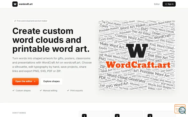 Screenshot of WordCraft Art