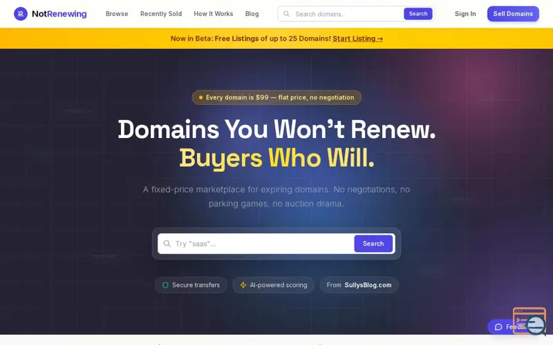 Screenshot of NotRenewing, a launch using Alibaba Cloud
