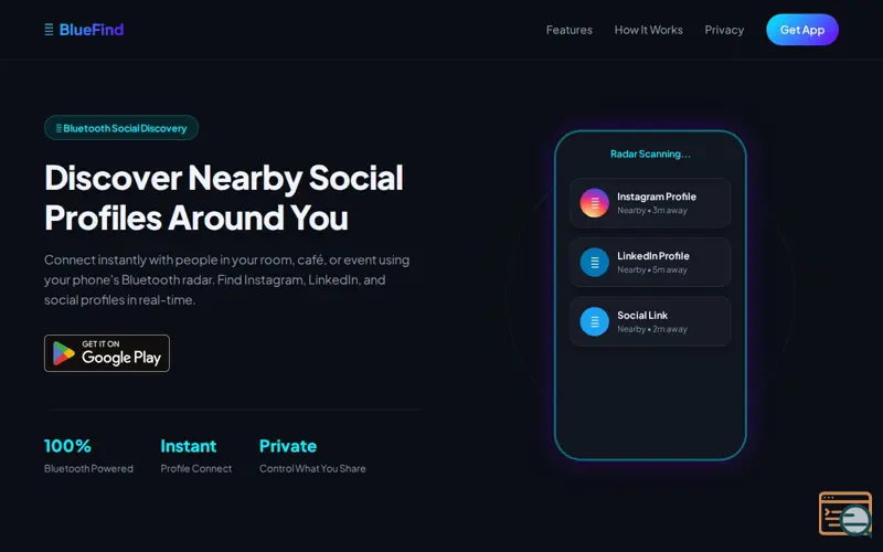Screenshot of BlueFind — Social Radar