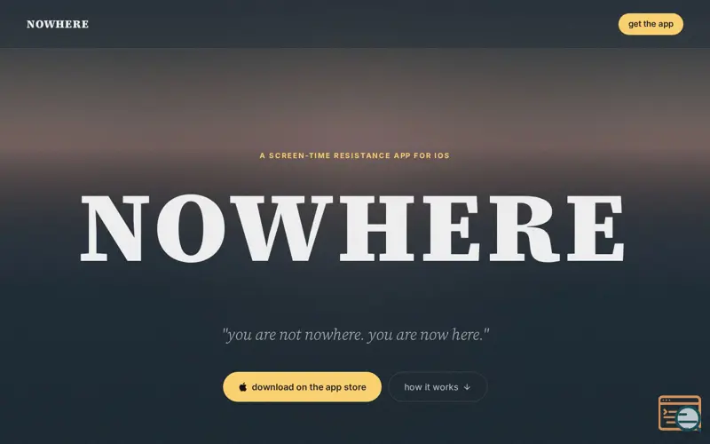 Screenshot of Nowhere → Now Here