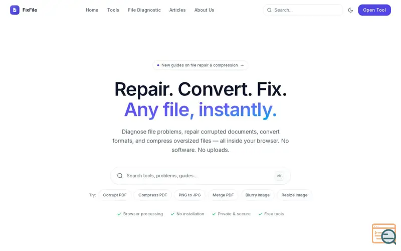 Screenshot of FixFile.online