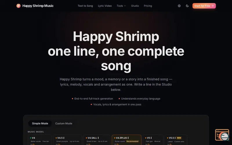 Screenshot of Happy Shrimp — One Line, One Complete Song | Launching Soon