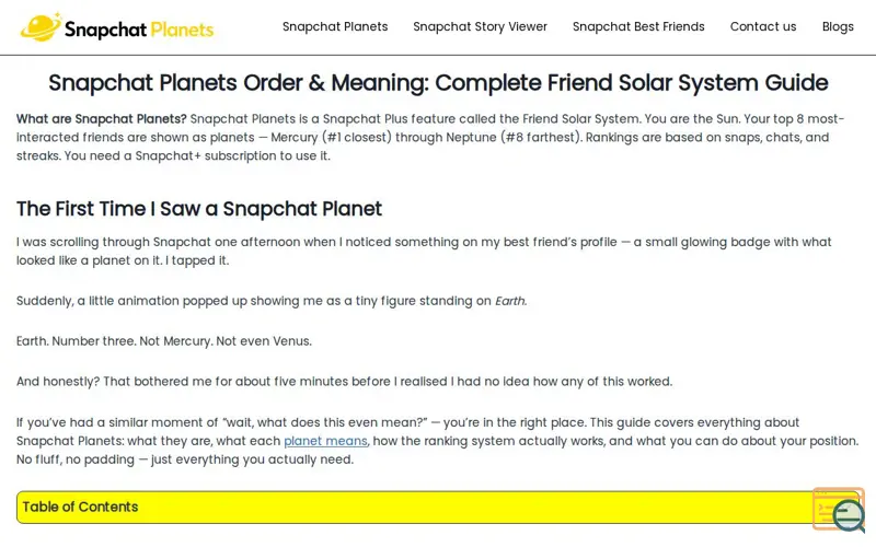 Screenshot of Snapchat Planets Order, a launch using Spectra
