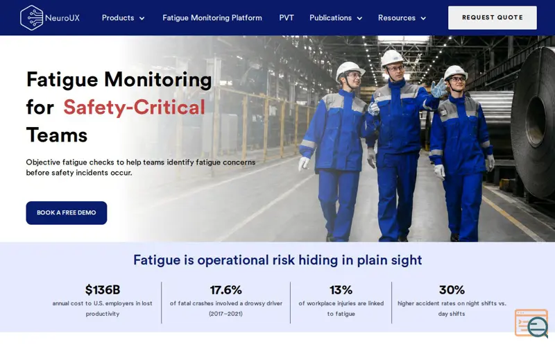 Screenshot of Fatigue Monitoring Platform