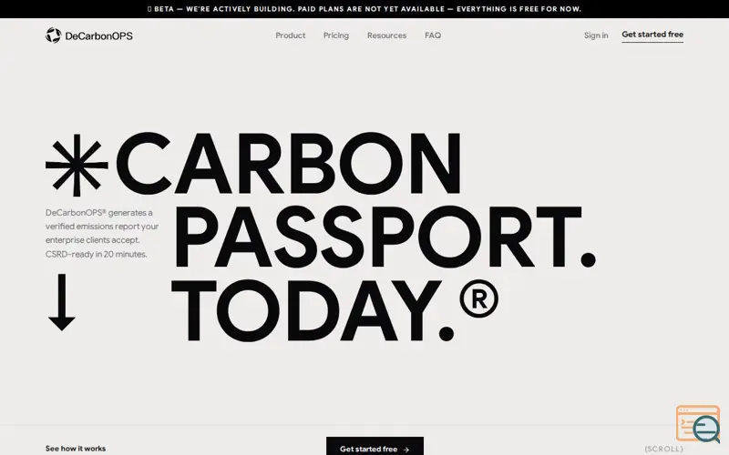 Screenshot of DeCarbonOPS — Carbon Passport Platform