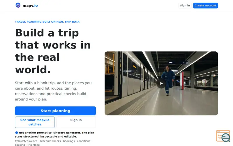 Screenshot of Travel itinerary planner grounded in real routes and timing · mapv.io