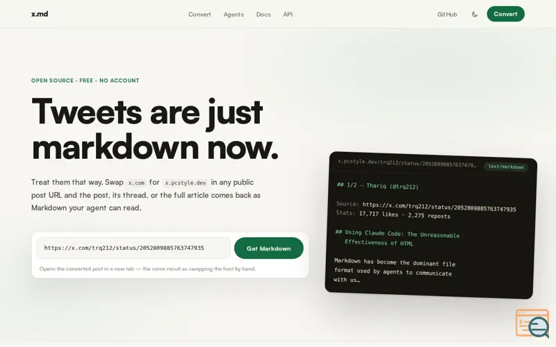 Screenshot of x.md