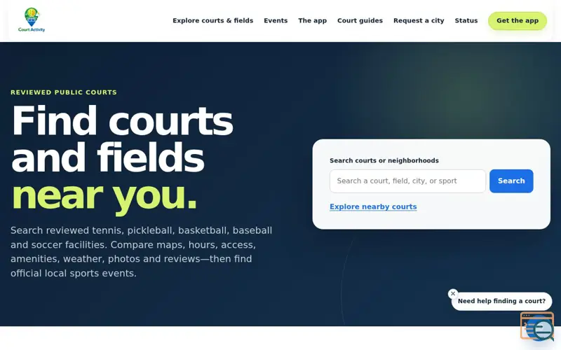 Screenshot of Court Activity, a launch using MapLibre