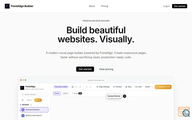 Screenshot of FrontAlign Builder