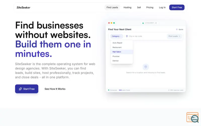 Screenshot of SiteSeeker