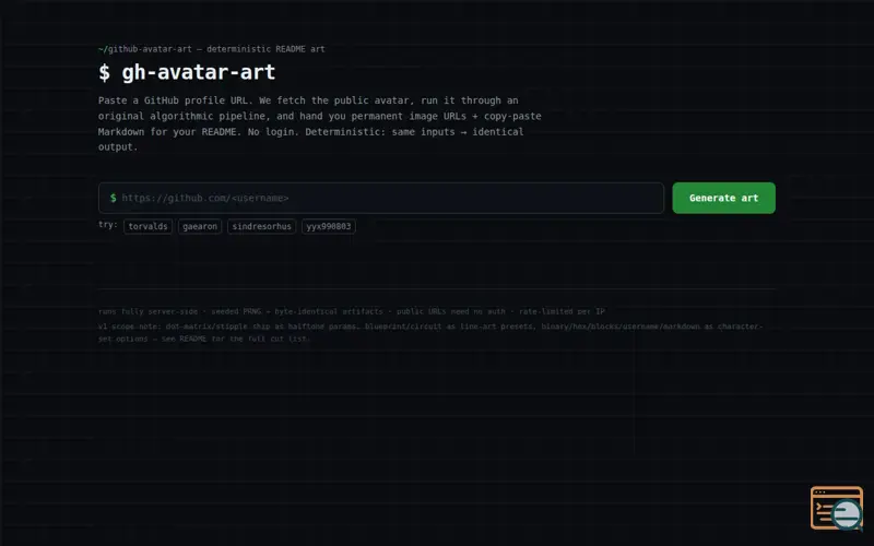Screenshot of GitHub Avatar Art