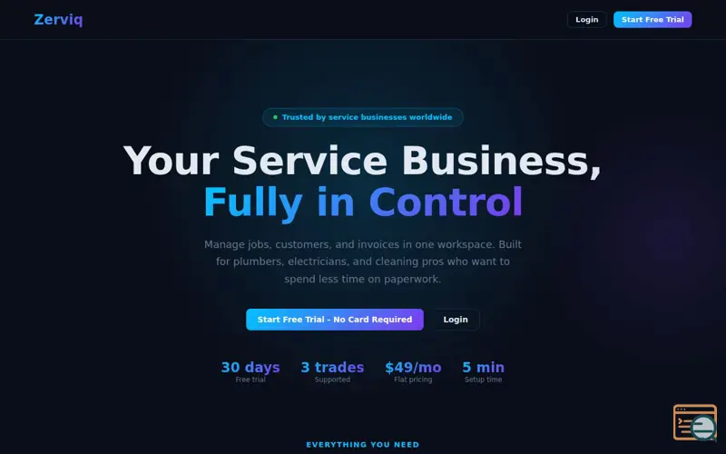 Screenshot of Zerviq