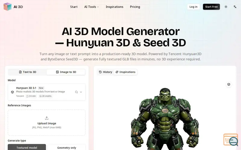 Screenshot of AI 3D Model Generator