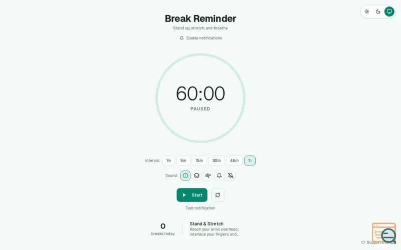Screenshot of Break Reminder