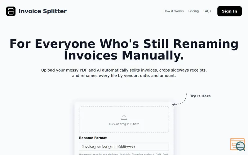 Screenshot of Invoice Splitter