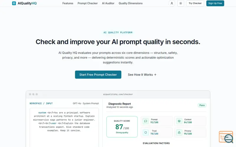 Screenshot of AIQualityHQ