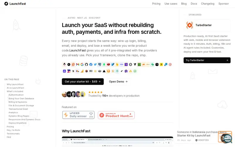 Screenshot of LaunchFast