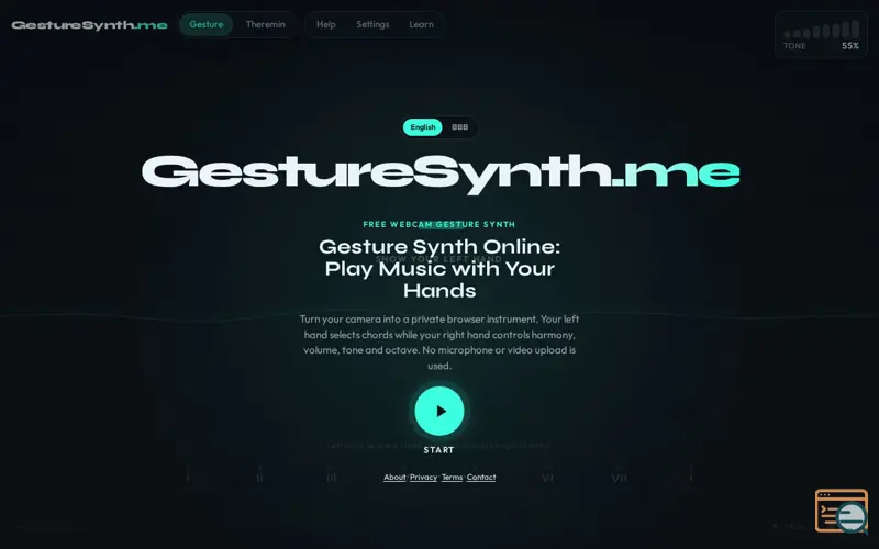 Screenshot of Gesture Synth Online — Play Music with Hand Gestures