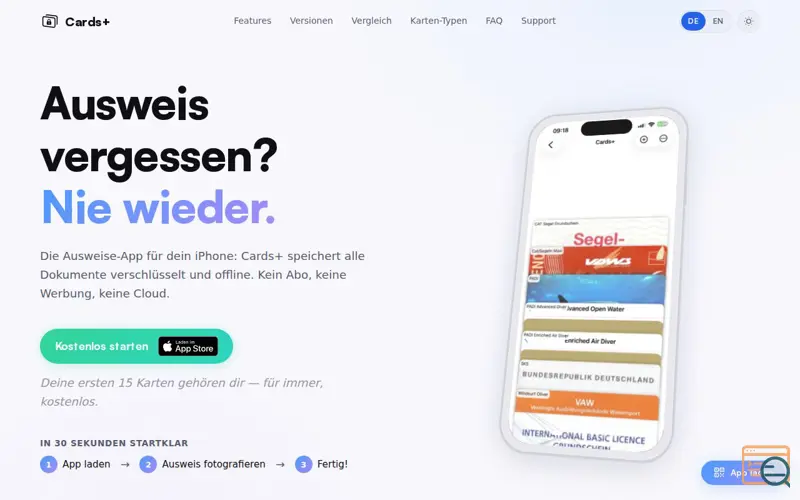 Screenshot of Cards+