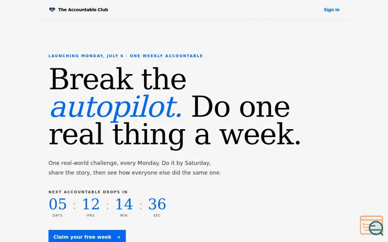 Screenshot of The Accountable Club