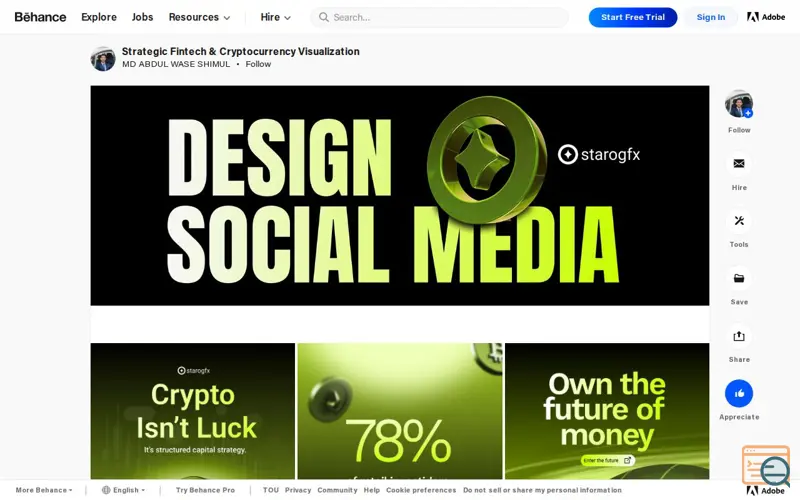 Screenshot of Behance, a launch using Rackspace