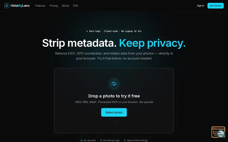 Screenshot of HideMyLens