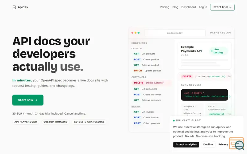 Screenshot of Apidex