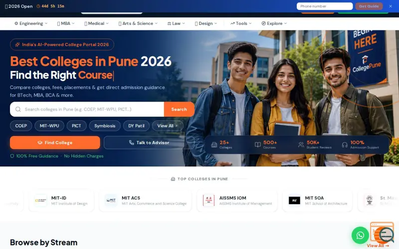 Screenshot of CollegePune