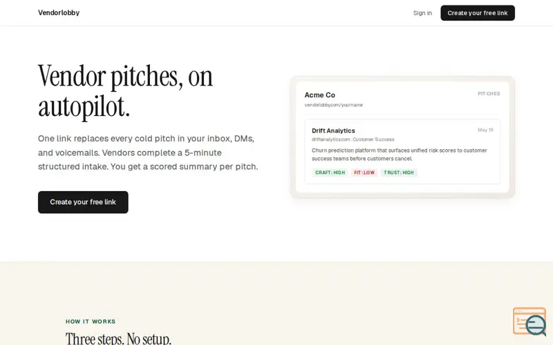 Screenshot of Vendorlobby