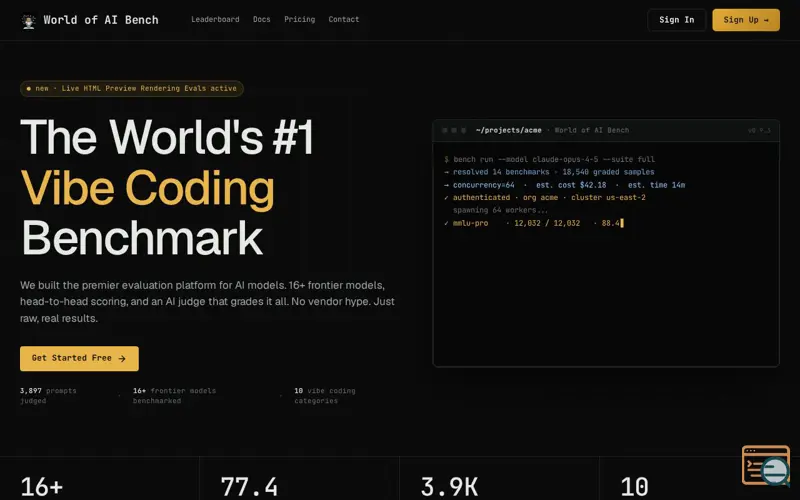Screenshot of World of AI Bench