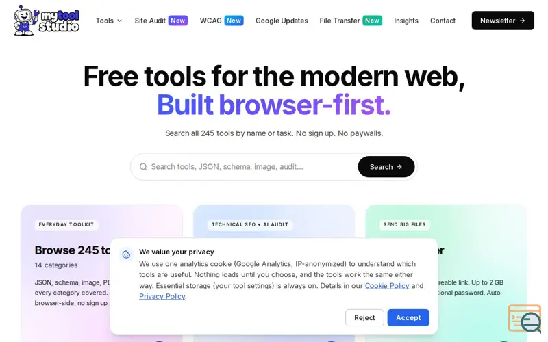 Screenshot of My Tool Studio